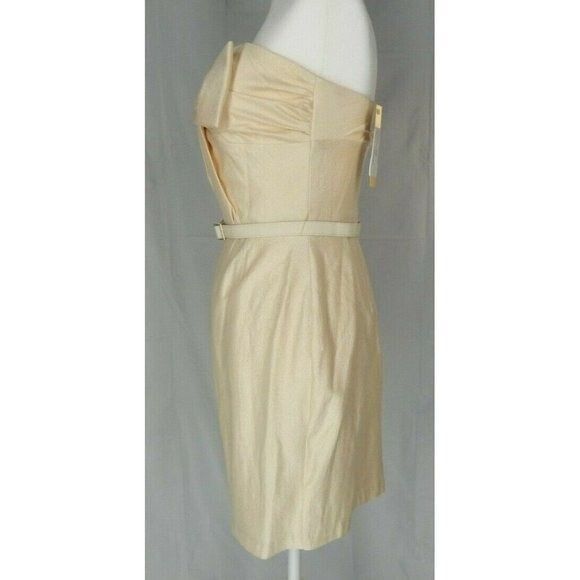 Issue New York Bow Sleeveless Strapless Shimmer Light Gold Mini Dress Women's 4 - Picture 4 of 8